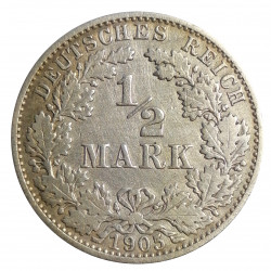 1/2 mark 1905 E, Ag 900/1000, Deutsches Reich