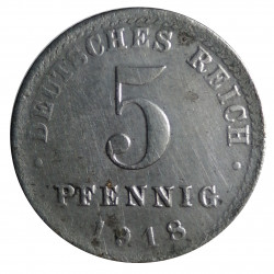 5 pfennig 1918 A, Fe, Deutsches Reich, Nemecko
