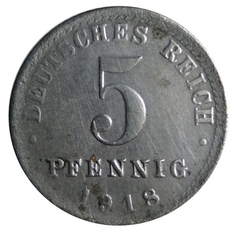 5 pfennig 1918 A, Fe, Deutsches Reich, Nemecko