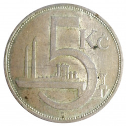 5 koruna 1928, dlhá vlnovka, O. Guttfreund, Československo (1918 - 1939)