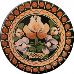 Závesný tanier, kvety, keramika ZSSR (1)