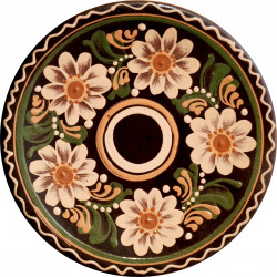 Závesný tanier, kvety, keramika ZSSR (2)