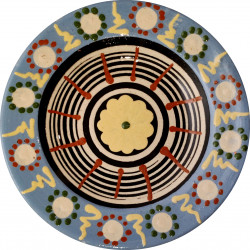 Dezertný tanier s modrým okrajom, Pozdišovská keramika, Československo