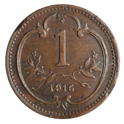 1 halier, 1916, b.z., nový znak, František Jozef I., Rakúsko - Uhorsko