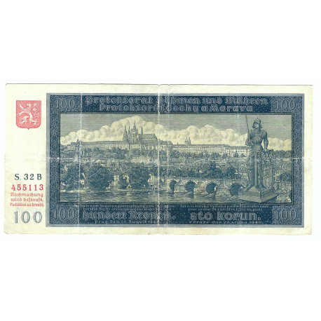 100 K 1940, séria S. 32 B, I. vydanie, Protektorát Čechy a Morava, VG