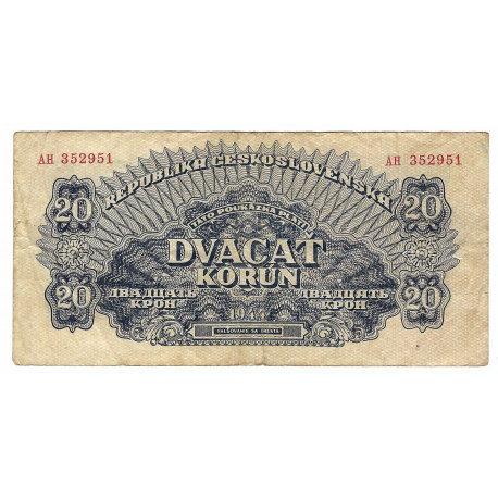 20 K 1944, AH, bankovka, Československo, VG