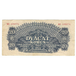 20 K 1944, MH 435074, bankovka, Československo, F