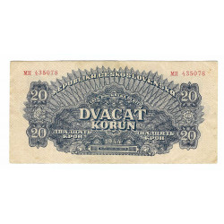 20 K 1944, MH 435078, bankovka, Československo, F
