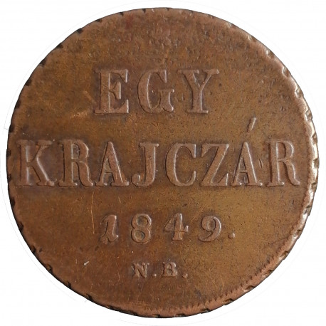 1 Kr 1849 N.B., Nagybánya, revolúcia 1848 - 1849, Rakúsko - Uhorsko