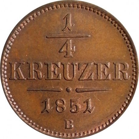 1/4 Kr 1851 B, Kremnica, František Jozef I., Rakúsko Uhorsko