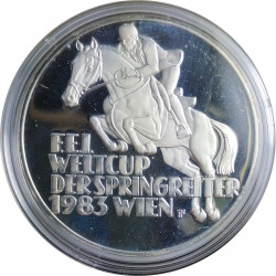 500 Schilling 1983, World Cup Horse, Ag 925/1000, 24,00 g, PROOF, Rakúsko