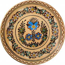 Závesný plytký tanier, kvety a vzor, keramika