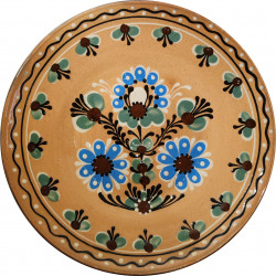 Závesný plytký tanier, kvety, keramika