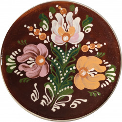 Závesný tanier, tri kvety, keramika ZSSR (1)