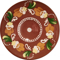 Závesný tanier, oranžové kvety, keramika ZSSR
