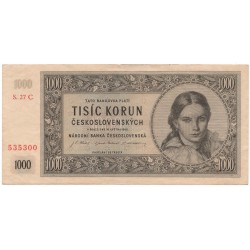 1 000 Kčs 1945, S. 27 C, bankovka, Československo, F