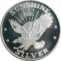 1985 Sunshine Mining, 1 OZ. fine silver, 999/1000, investičná minca, PROOF, striebro, USA (8)