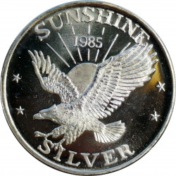 1985 Sunshine Mining, 1 OZ. fine silver, 999/1000, investičná minca, PROOF, striebro, USA (12)