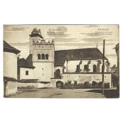 Kežmarok, Kostolná zvonica a kostol, čiernobiela pohľadnica