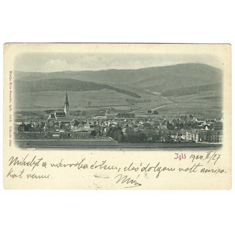 1900 - Spišská Nová Ves, Igló, čiernobiela pohľadnica, dlhá adresa, Rakúsko Uhorsko