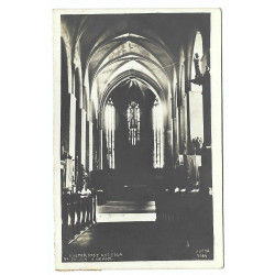 1932 - Levoča, vnútro kostola, čiernobiela fotopohľadnica, Československo
