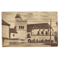 1924 - Kežmarok, zvonica a kostol, hnedobiela pohľadnica, Československo