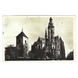 1930 - Košice, Dóm, rotoražec, čiernobiela fotopohľadnica, Československo