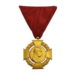 Jubilejný kríž 1908, František Jozef I., bronzové vyznamenanie s červenou stuhou