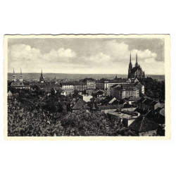 1942 - Celkový pohľad na Brno, čiernobiela fotopohľadnica, Protektorát Čechy a Morava