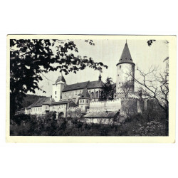 1940 - Hrad Křivoklát, pečiatka, čiernobiela fotopohľadnica, Protektorát Čechy a Morava