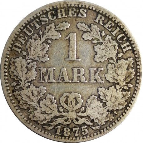 1 mark 1875 A, Ag 900/1000, 5,55 g, Deutsches Reich