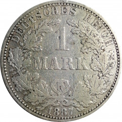 1 mark 1887 A, Ag 900/1000, 5,55 g, Deutsches Reich