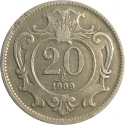 20 halier 1909 b.z., František Jozef I., Rakúsko - Uhorsko