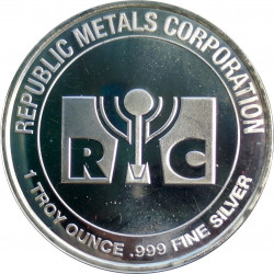 RMC - Republic Metals Corporation, 1 OZ. fine silver, 999/1000, investičná minca, USA (3)