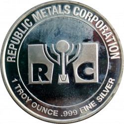 RMC - Republic Metals Corporation, 1 OZ. fine silver, 999/1000, investičná minca, USA (10)