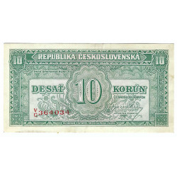 10 Kčs 1945, V/C, Londýnska emisia, bankovka, Československo, VF