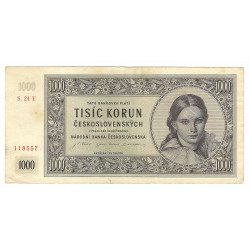 1 000 Kčs 1945, S. 24 E, bankovka, Československo, VG