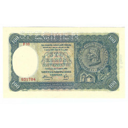 100 Ks 1940, F 10, II. Emisia, SPECIMEN, Slovenský štát, aUNC