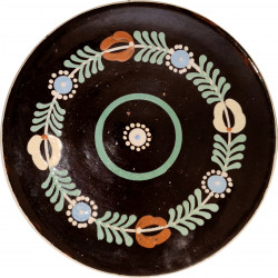 Plytký tanier, kvety, Pozdišovská keramika, Československo