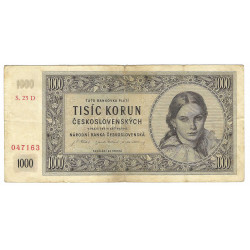 1 000 Kčs 1945, S. 23 D, bankovka, Československo, G