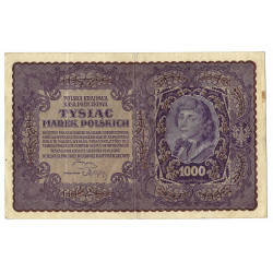 1000 marek, 1919, DL, T. Kosciuszko, Poland, Poľsko , VG