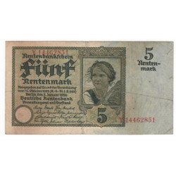 5 rentenmark, 1926, Y, 8 miest, Germany, Nemecko, F