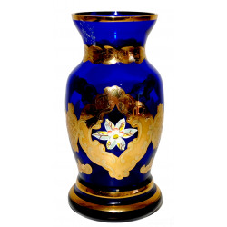 Váza, modré sklo so zlátením, Československo