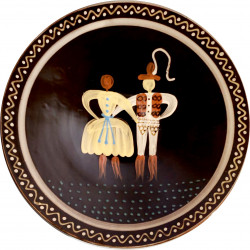 Pozdišovský tanier hlboký, šuhaj s dievčinou, keramika, Československo