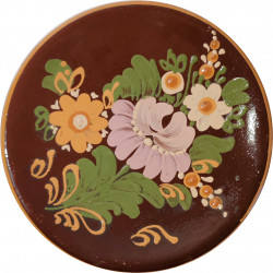 Závesný tanier, hnedá glazúra, keramika ZSSR (1)
