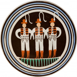Závesný tanier, Traja šuhaji s okrajom, Pozdišovská keramika