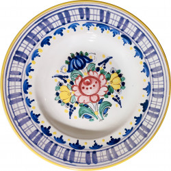 Hlboký závesný tanier, ruža, Modranská keramika, Československo