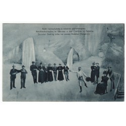 Dobšinská ľadová jaskyňa, korčuľovanie v jaskyni, 1916, pohľadnica, Rakúsko Uhorsko