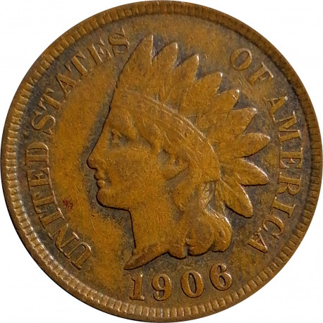 1 cent 1906 bronz, indián, USA