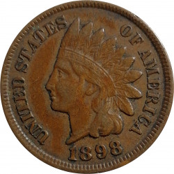 1 cent 1898 bronz, indián, USA